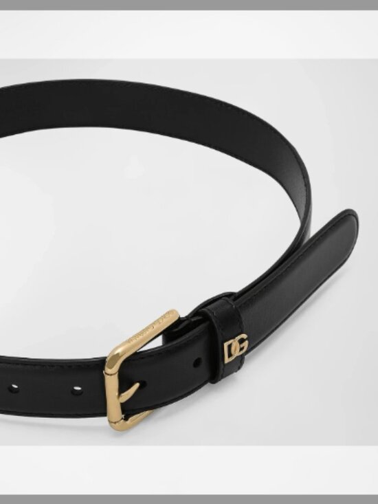 Dolce&Gabbana NWT Interlocking DG Smooth Leather Belt (ORIG. $575) (SIZE 85CM)